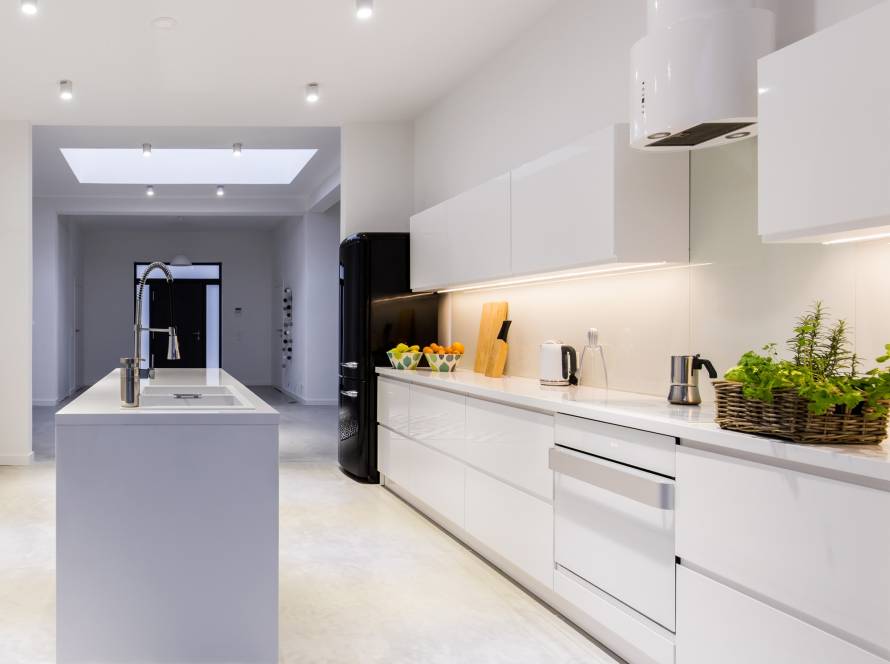 Modern kitchen with fresh interior paint and island