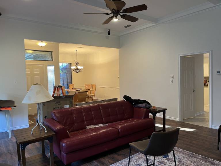 Remodeled living area opened to the dining room