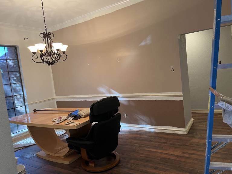 Room finished with new paint and chair rail